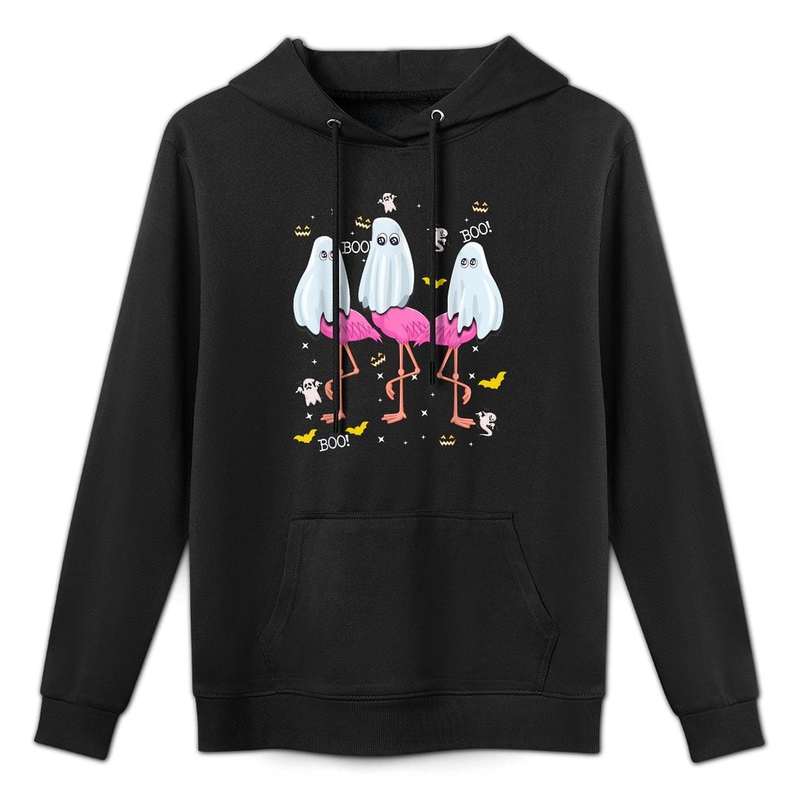 Funny Flamingo Boo Halloween Party Medium-Weight Fabric Hoodie