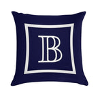 Navy Blue White Monogram B In A Square Soft High-Density Material Throw Pillow