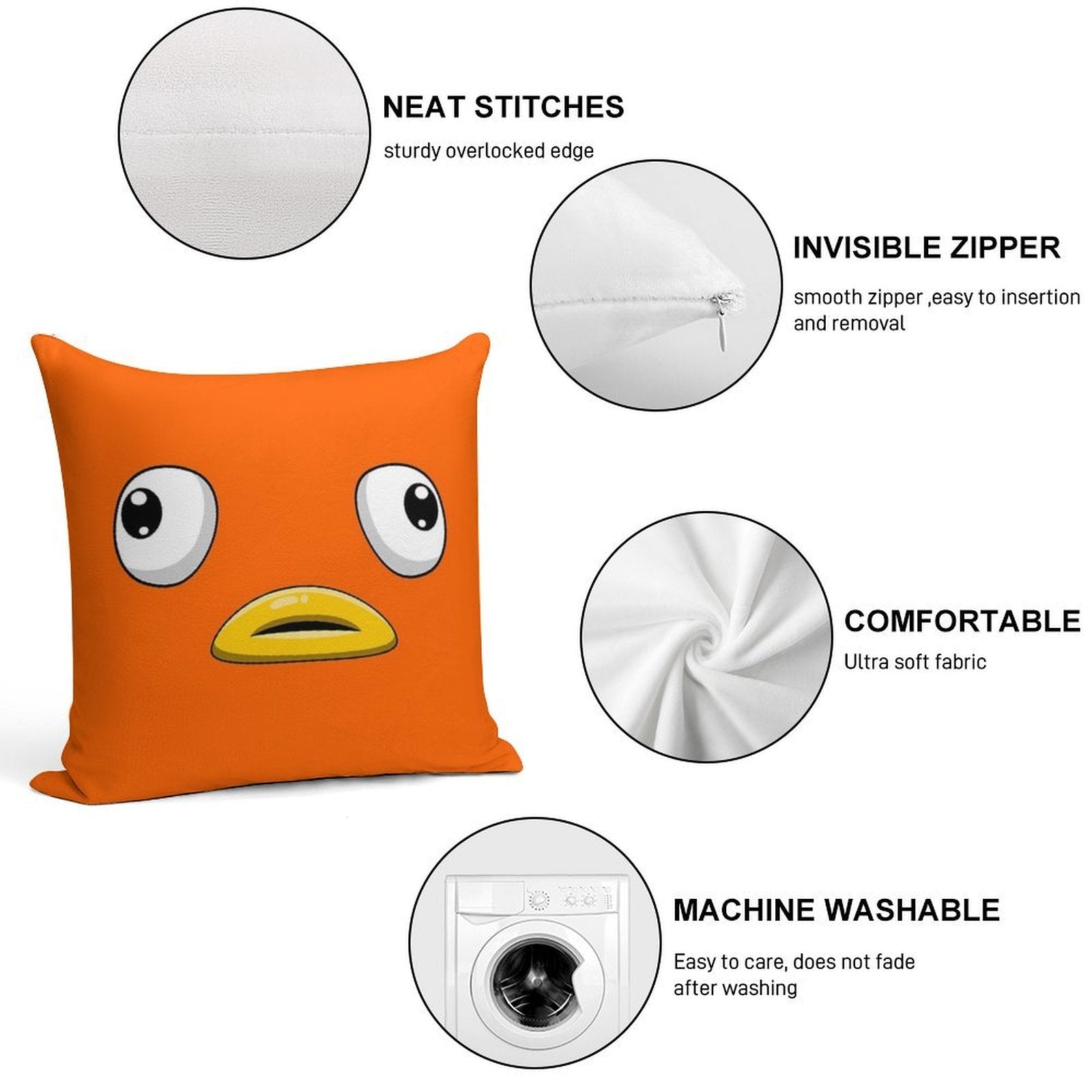 Fishstick Battle Royale Character Cute Face Soft Home Decor Throw Pillow