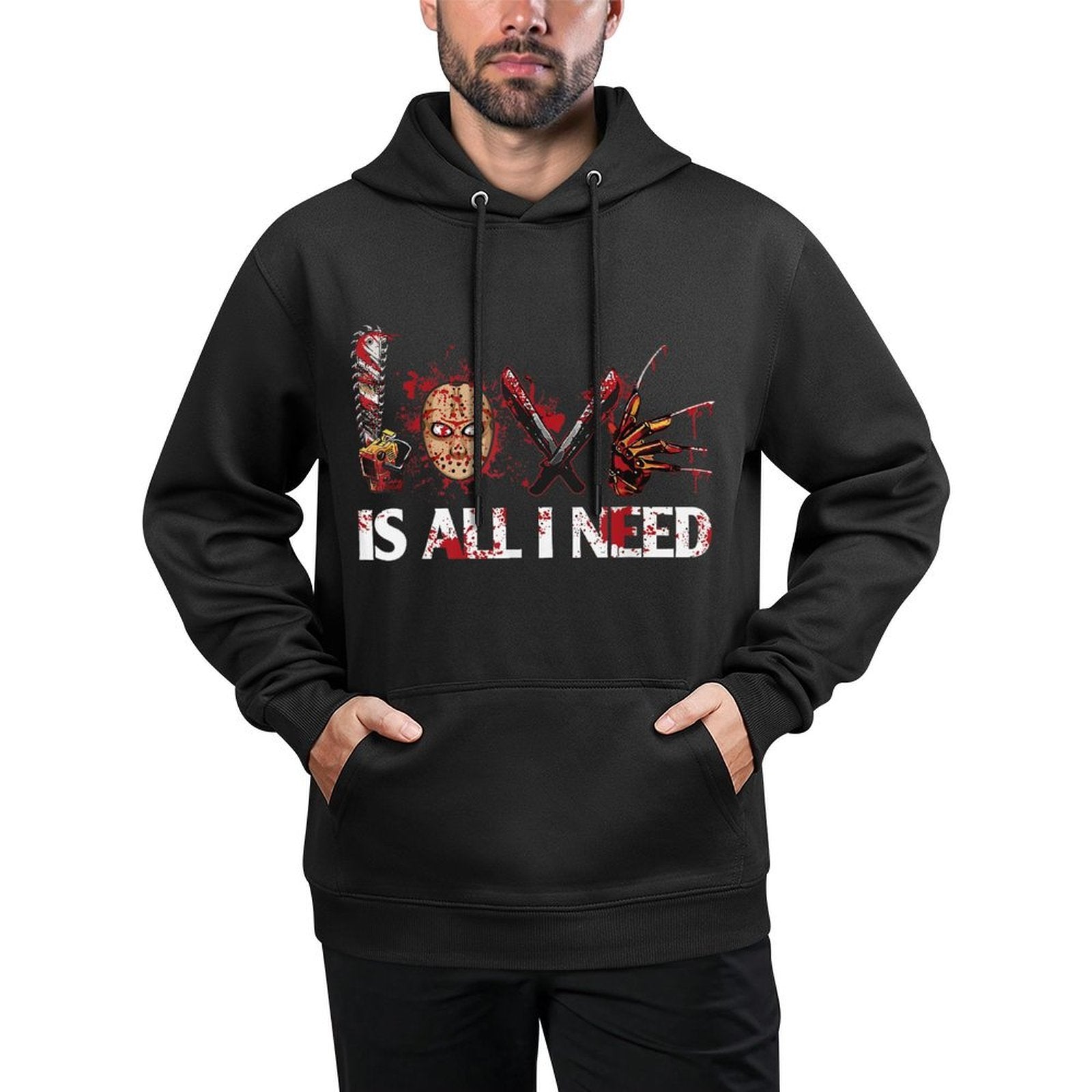 Love Retro All I Funny Need Halloween Scary Horror Movies Breathable Fabric Hoodie