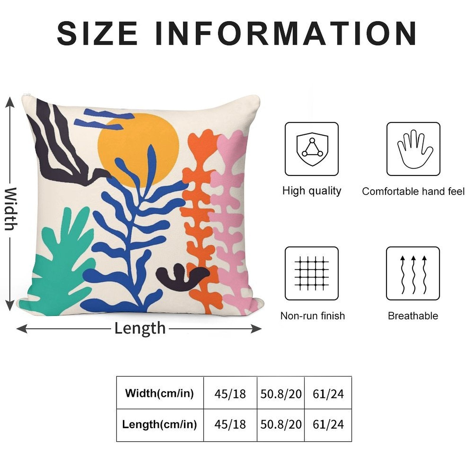Matisse Bright Boho Botanical Soft Reinforced Edging Throw Pillow