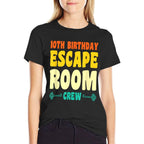 10 Year Old Happy 10th Birthday Escape Room 10th Birthday  Rolled Sleeves T-Shirt