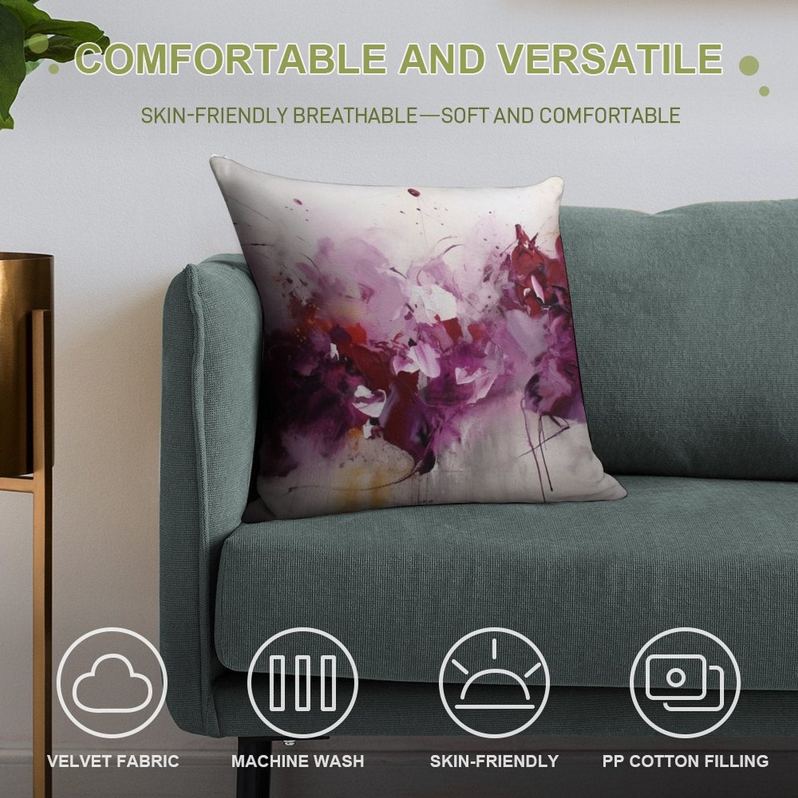 Magenta Abstract Art Canvas Print Soft Warmth Comfort Throw Pillow