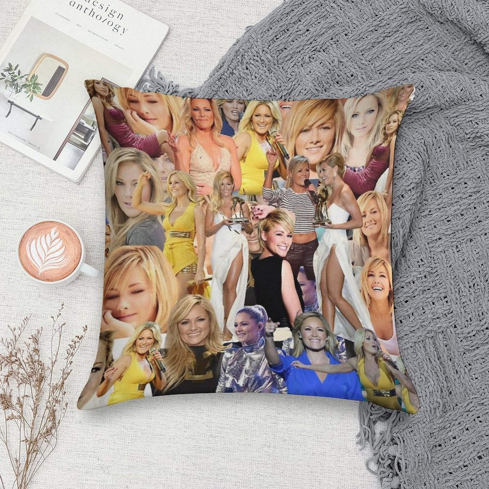 Helene Fischer German Singer Abstract Collage Pattern Soft Bedroom Essential Throw Pillow