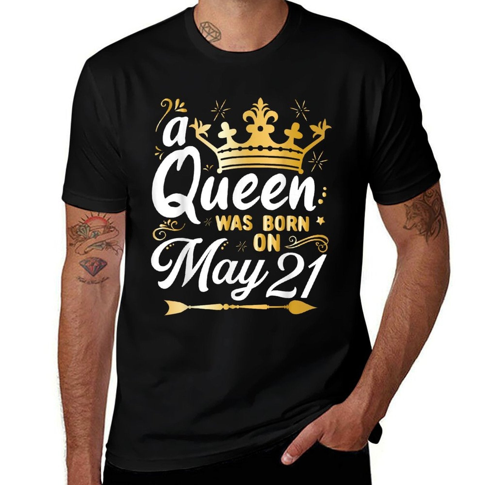 A Queen Was Born on May 21, Cute Girly May 21st Birthday  Cotton T-Shirt