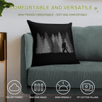 Bigfoot Silhouette In The Forest Wilderness Soft Decorative Cover Throw Pillow
