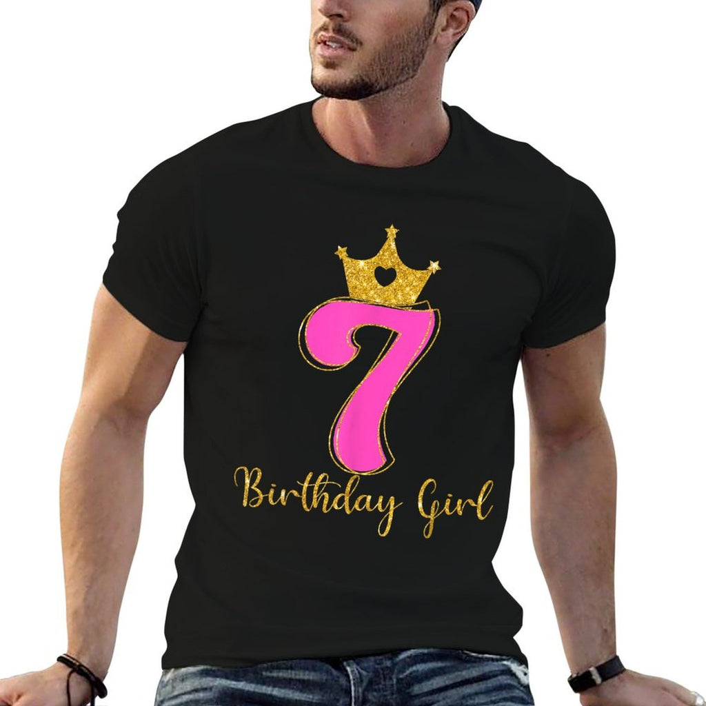 7th Birthday Girls 7 Seven Years Old Birthday Party Kids  Tagless Design T-Shirt