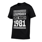 40thbirthdaygifts Legendary Since March 1981 40th Birthday  Graphic-printed T-Shirt