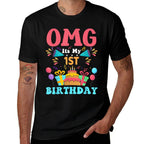 1 Year Old Birthday Party Gift Omg Happy 1st Birthday  Trendy Pattern T-Shirt