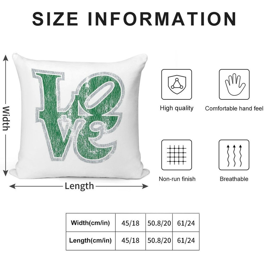 Philadelphia Eagles LOVE Park Throwback Kelly Green Style Logo Football Philly Champs Soft Multiple Sizes Throw Pillow