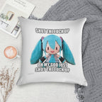 Hatsune Miku Plush Asks U 2 Cease Soft Reinforced Edging Throw Pillow