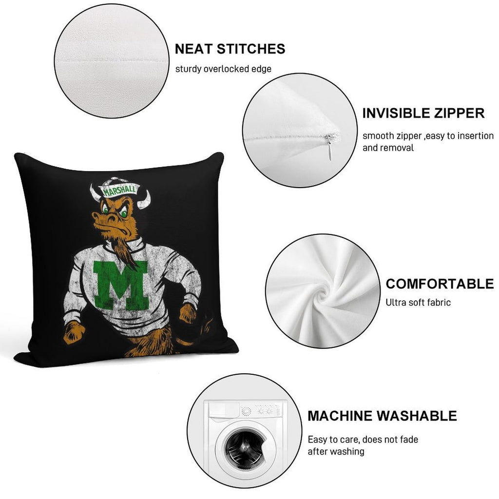 Vintage Marshall U. Retro Mascot Logo - Distressed Version Marco Soft Gift Ready Throw Pillow