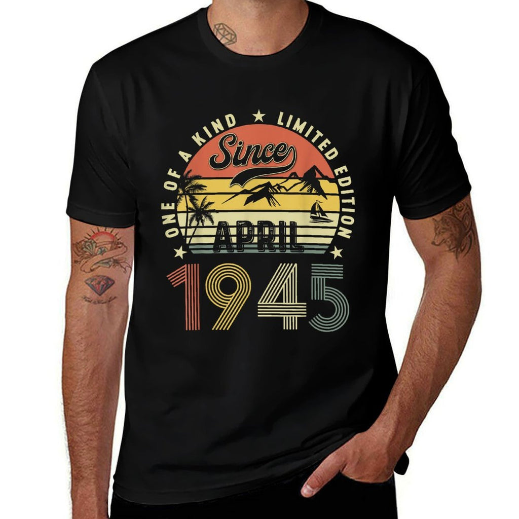 Funny 80 Years Old April 1945 Vintage 80th Birthday  Wrinkle-resistant T-Shirt