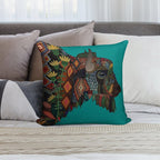 Bison Teal Soft Reinforced Edging Throw Pillow
