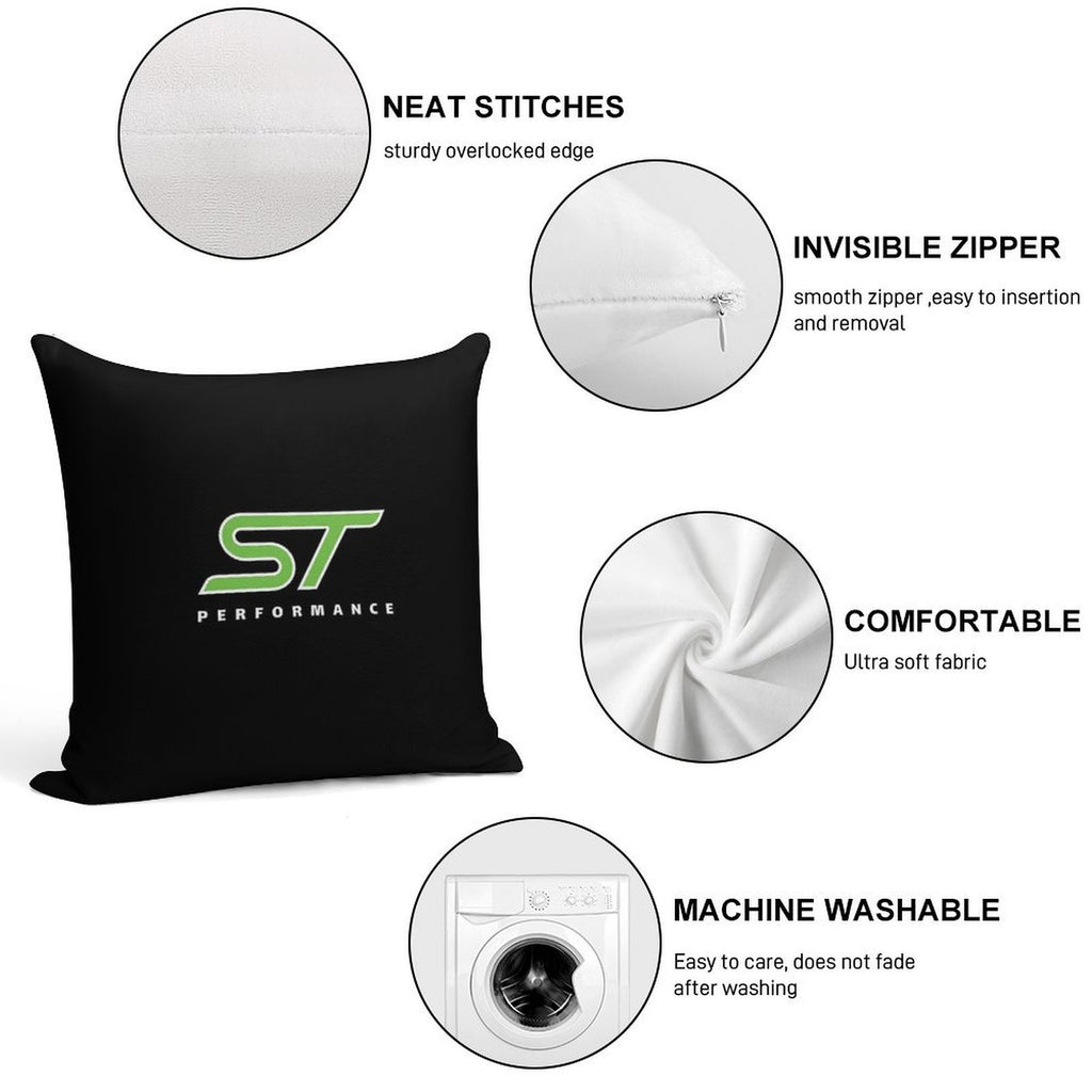 Motorsport  ST  Focus  Performance  Green Soft Reinforced Edging Throw Pillow