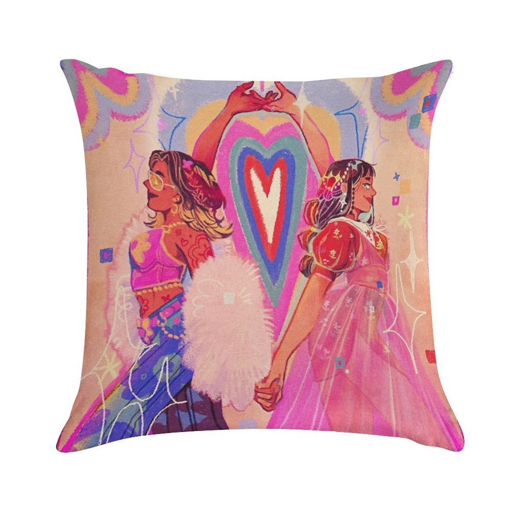 Valentine Rainbow Soft Short Plush Fabric Throw Pillow