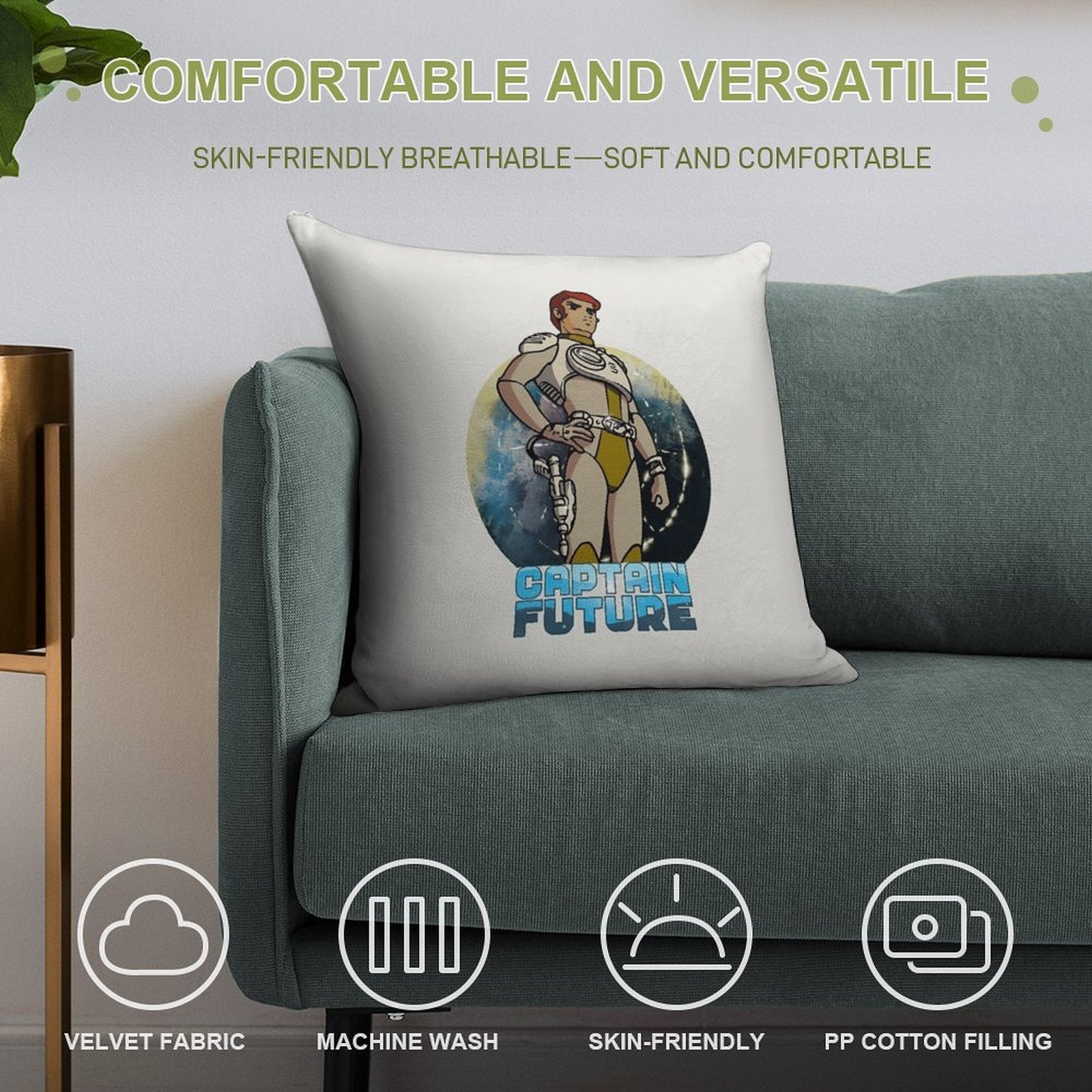 Captain Future Soft Reinforced Edging Throw Pillow