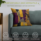 Post-Impressionist Splash in Mustard Yellow And Plum Purple Soft Gift Ready Throw Pillow