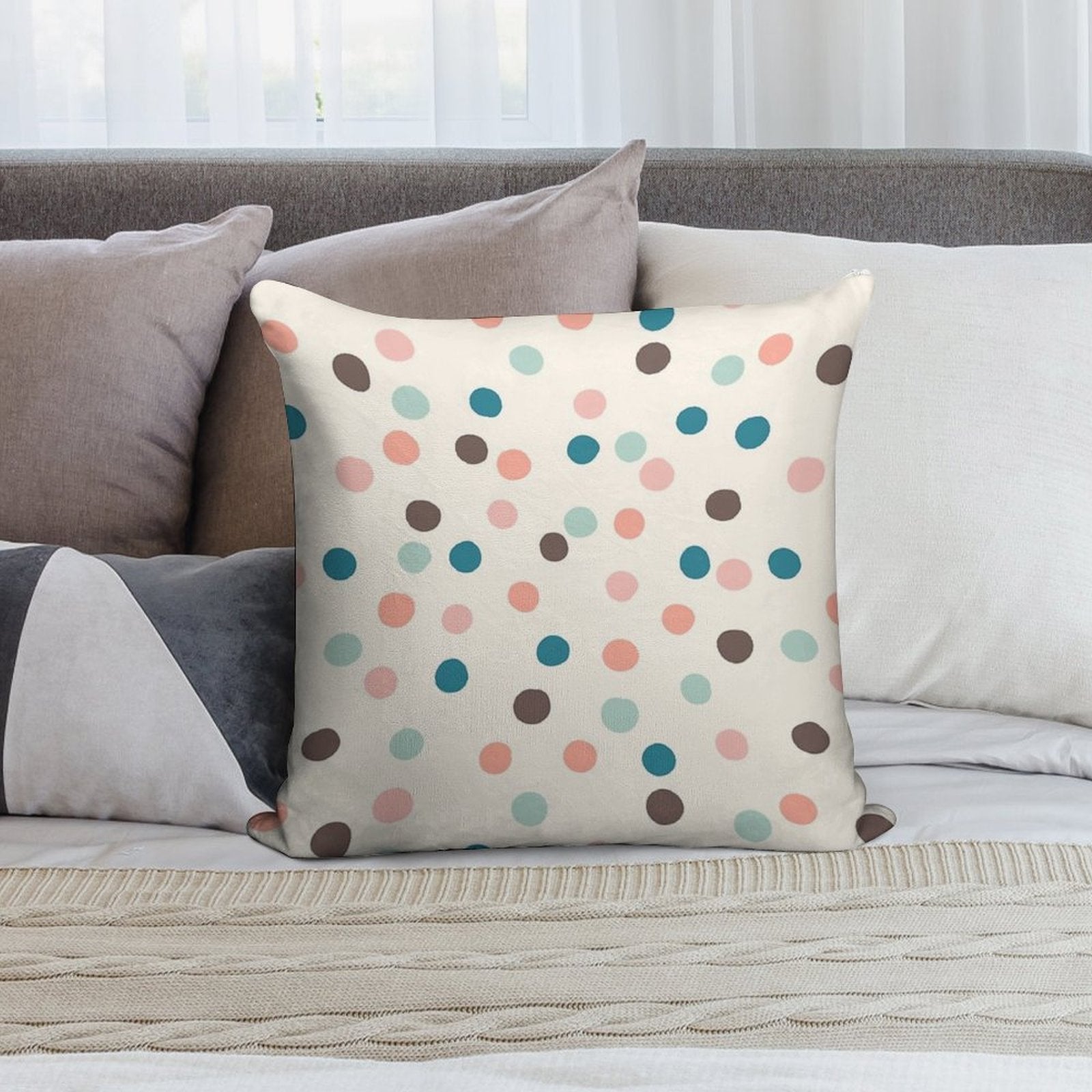 Pretty Confetti Polka Dot Pattern Soft Durable Construction Throw Pillow