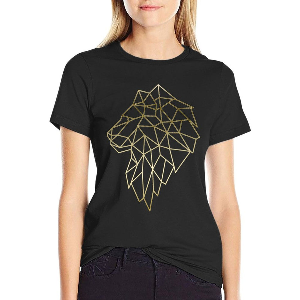 Lion Geometric Abstract Gold Lion Polygonal  Slim-fit Cut T-Shirt