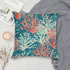 Teal Coral Reef Pattern Soft Multiple Sizes Throw Pillow