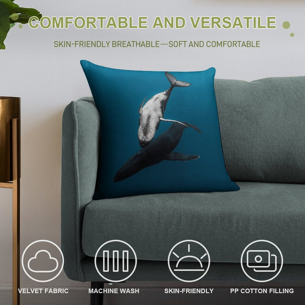 Whale Love Soft Gift Ready Throw Pillow