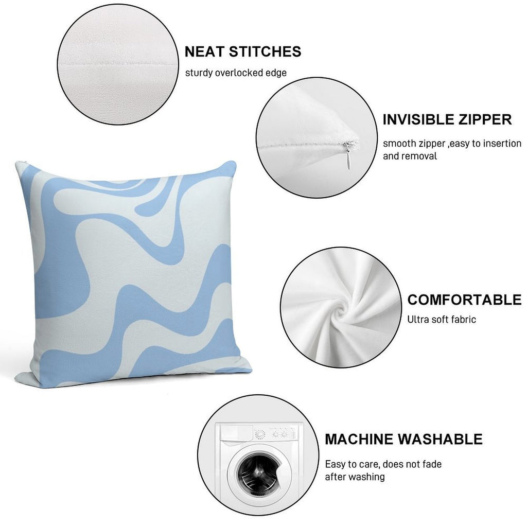 Retro Liquid Swirl Abstract Pattern 3 in Powder Blue Soft Gift Ready Throw Pillow