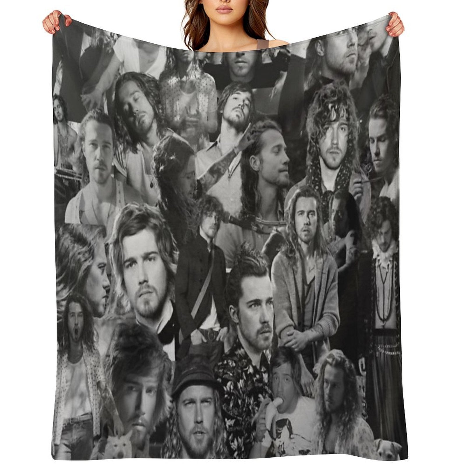 Julien Doré French Singer Abstract Collage - Black And White Version Compact Throw Blanket