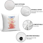 Stack of Cute Vintage Retro Teacups Soft Gift Ready Throw Pillow