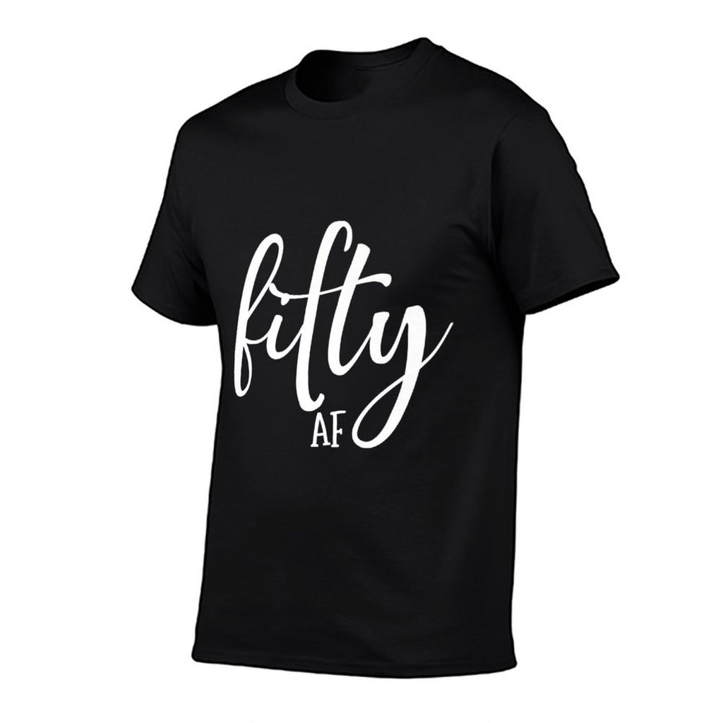 50th Birthday Fifty AF Premium  Ribbed Collar T-Shirt