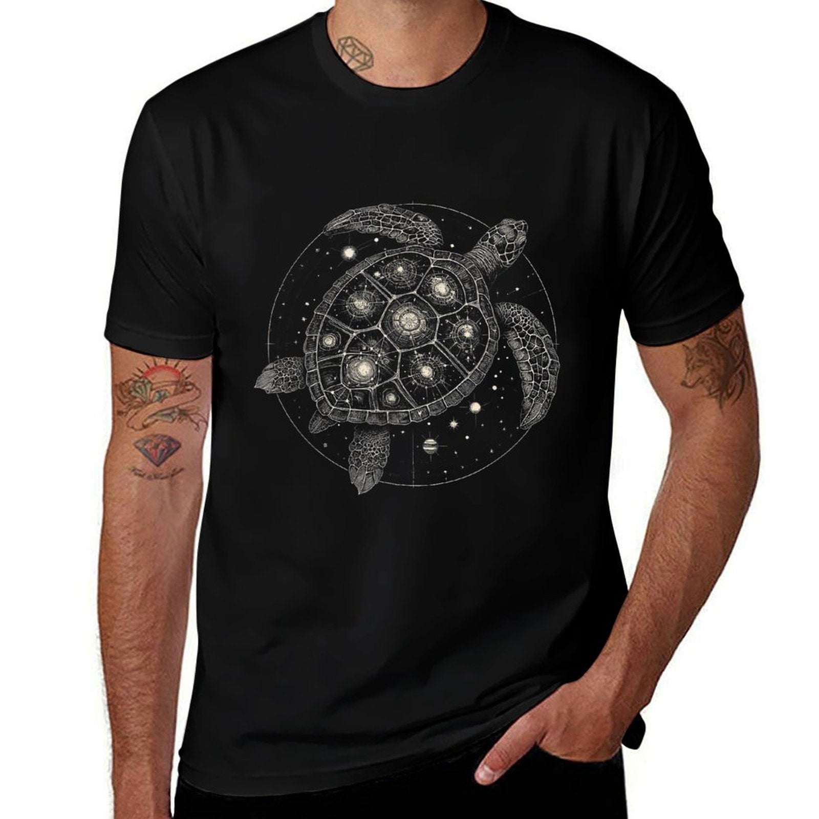Celestial Sea Turtle Graphic Art Design  Lightweight T-Shirt