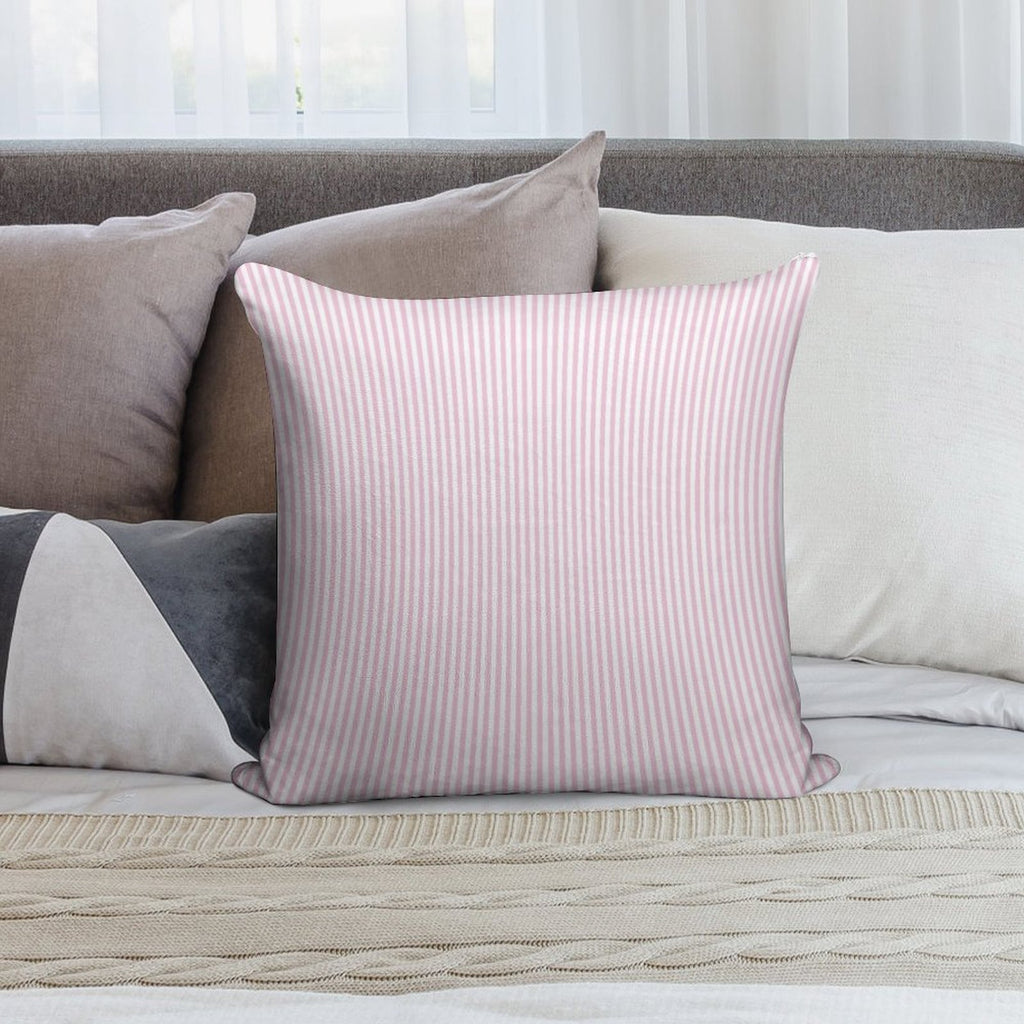 Pink And White Thin Stripes Soft Home Decor Throw Pillow