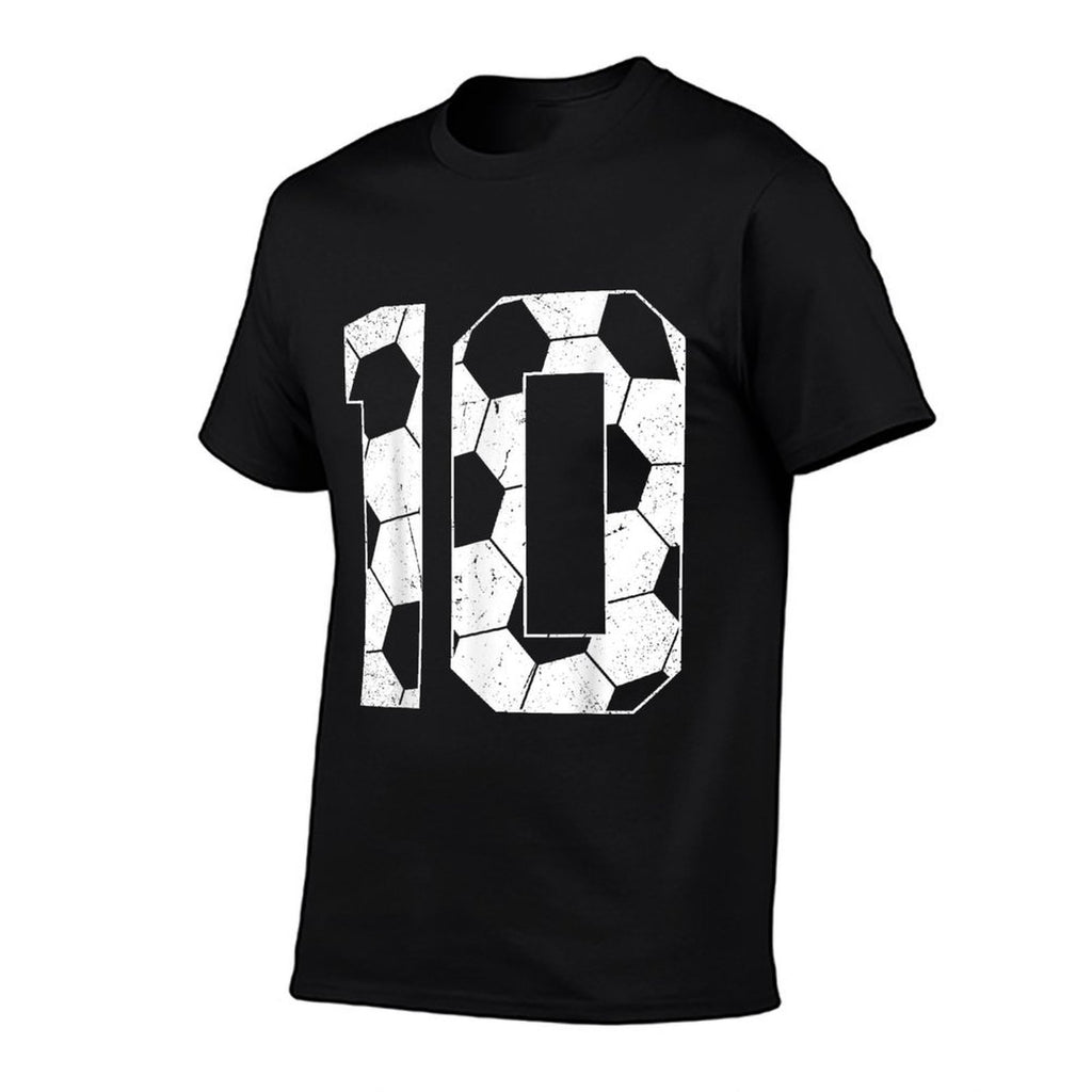 10th Birthday Boy Soccer Player Football 10 Years Old  Trendy Pattern T-Shirt