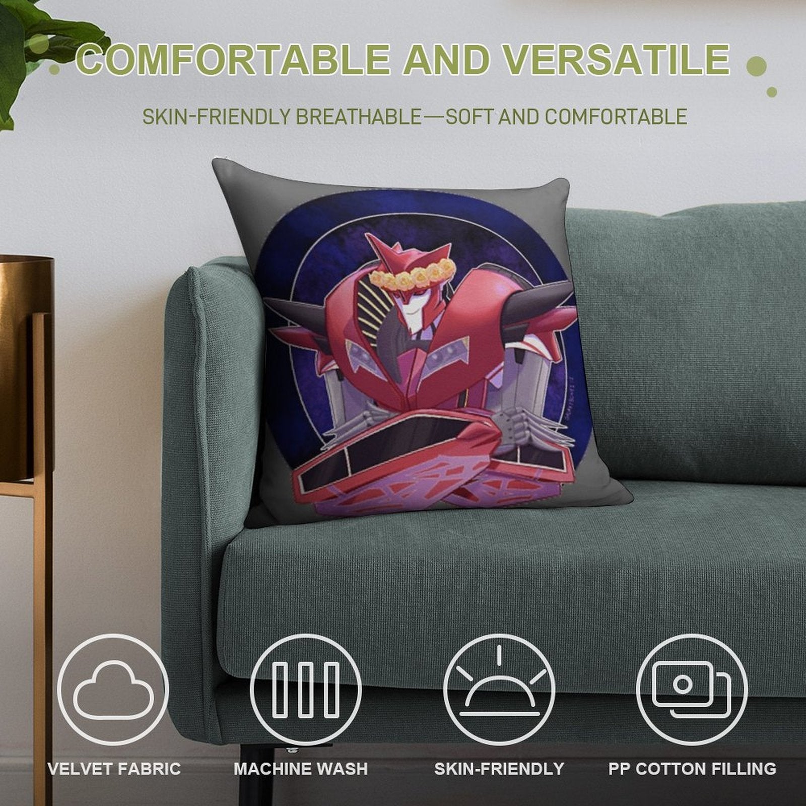 Knockout (Transformers) Soft Fade-Resistant Throw Pillow