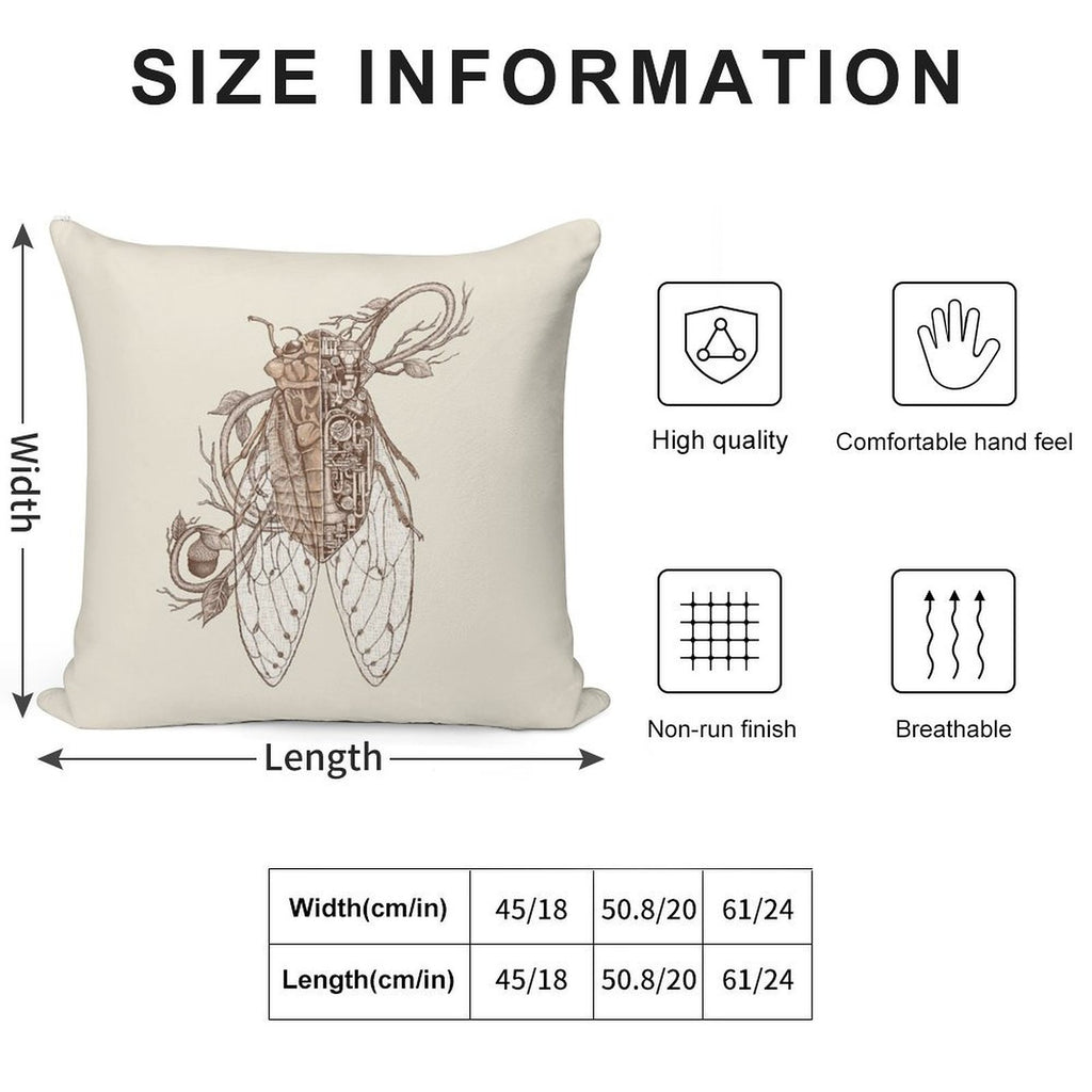 Cicada Soft Short Plush Fabric Throw Pillow