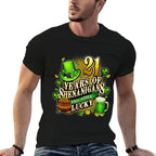 21 Years of Shenanigans St. Patrick's Day 21st Birthday  Ribbed Collar T-Shirt