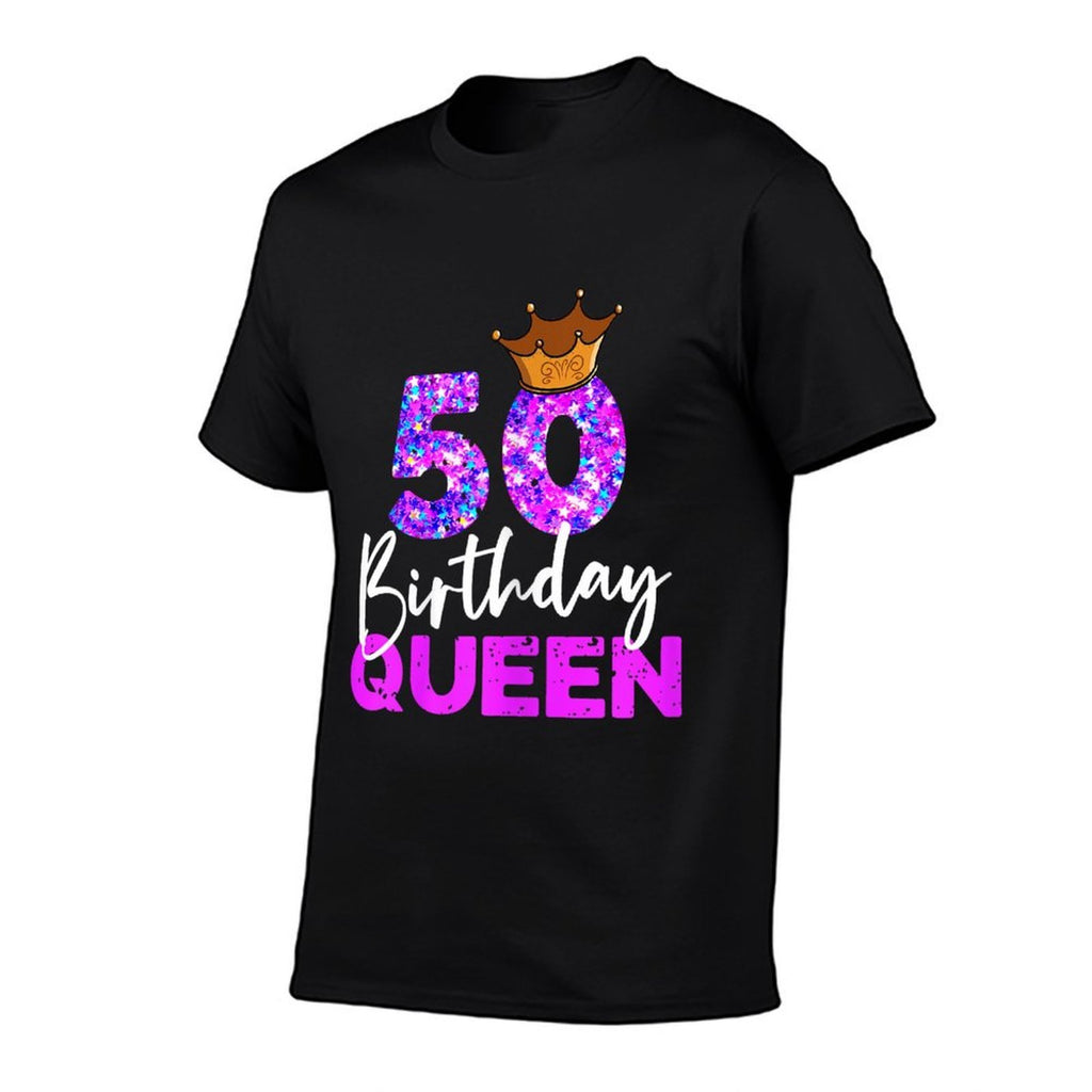 Womens 50th Birthday Queen Crown for Her Fiftieth Bday  Trendy Pattern T-Shirt