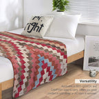 Baklava Chevron Star II  18th Century Authentic Colorful Light Pink Green Blue Accent Pattern Sustainable Throw Blanket