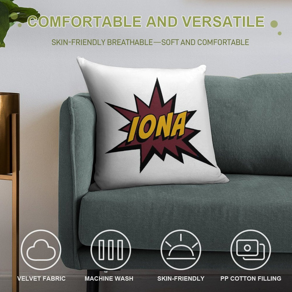 Iona College Soft Short Plush Fabric Throw Pillow