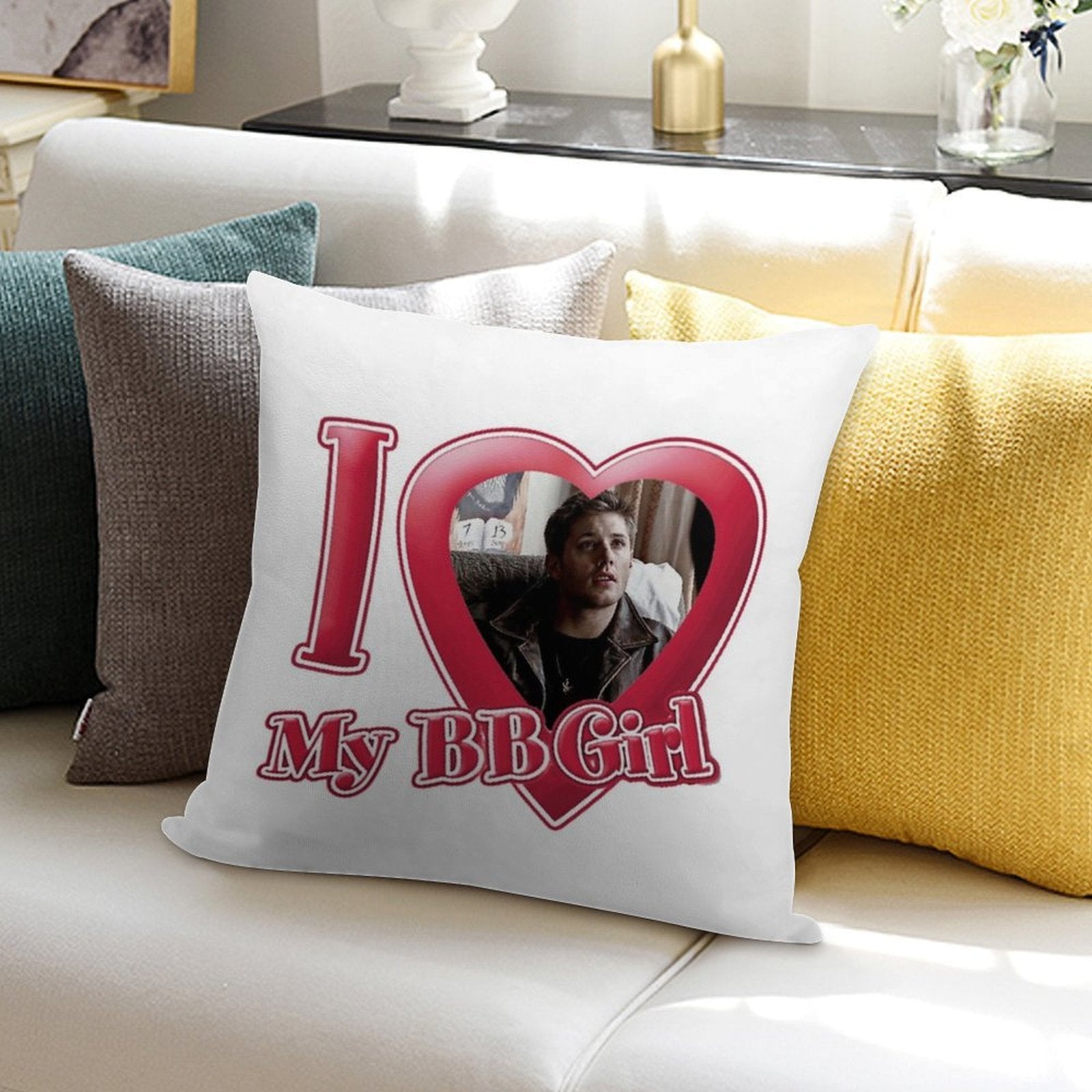 I Love My Babygirl Dean Winchester Soft Shrink-Resistant Throw Pillow
