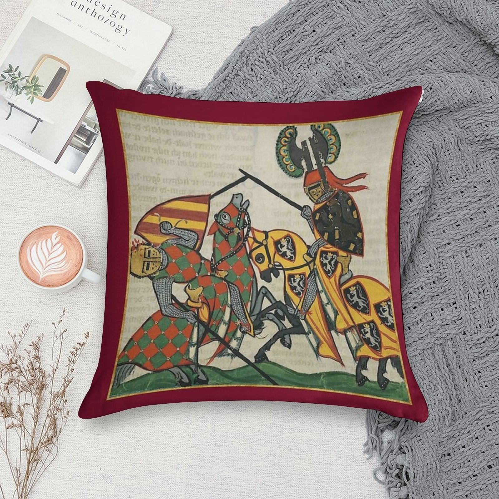 The Joust Medieval Illumination Soft Anti-Pilling Throw Pillow