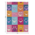 Colorful Smiling Faces Patchwork Pattern – Fun & Cheerful Design Versatility Throw Blanket