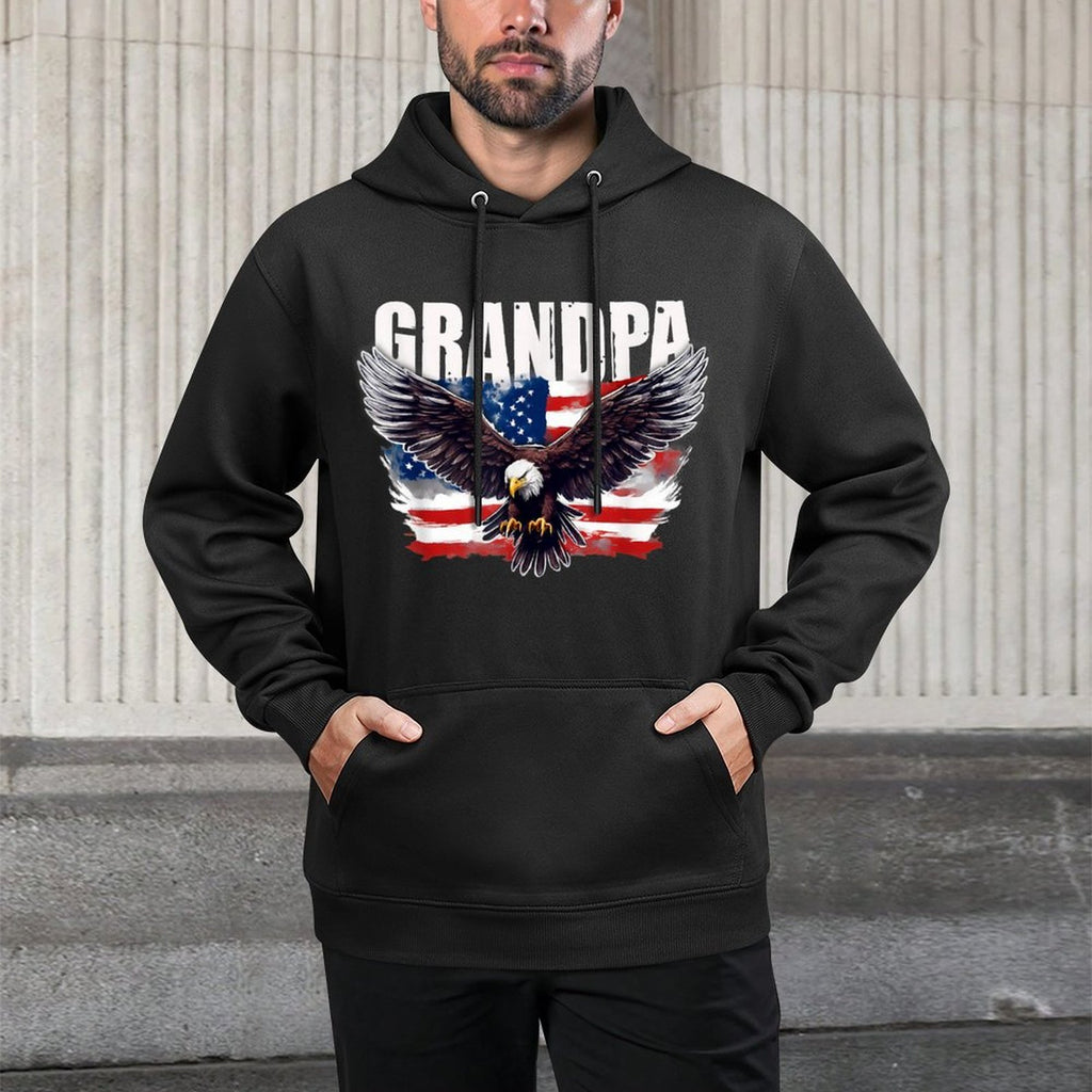 Grandpa USA with Eagle Patriotic 4th of July Grandpa Shrink-Resistant Hoodie