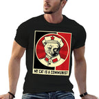 My Cat Is A Communist Vintage Political Satire Meme Men Women Kids  Lightweight T-Shirt