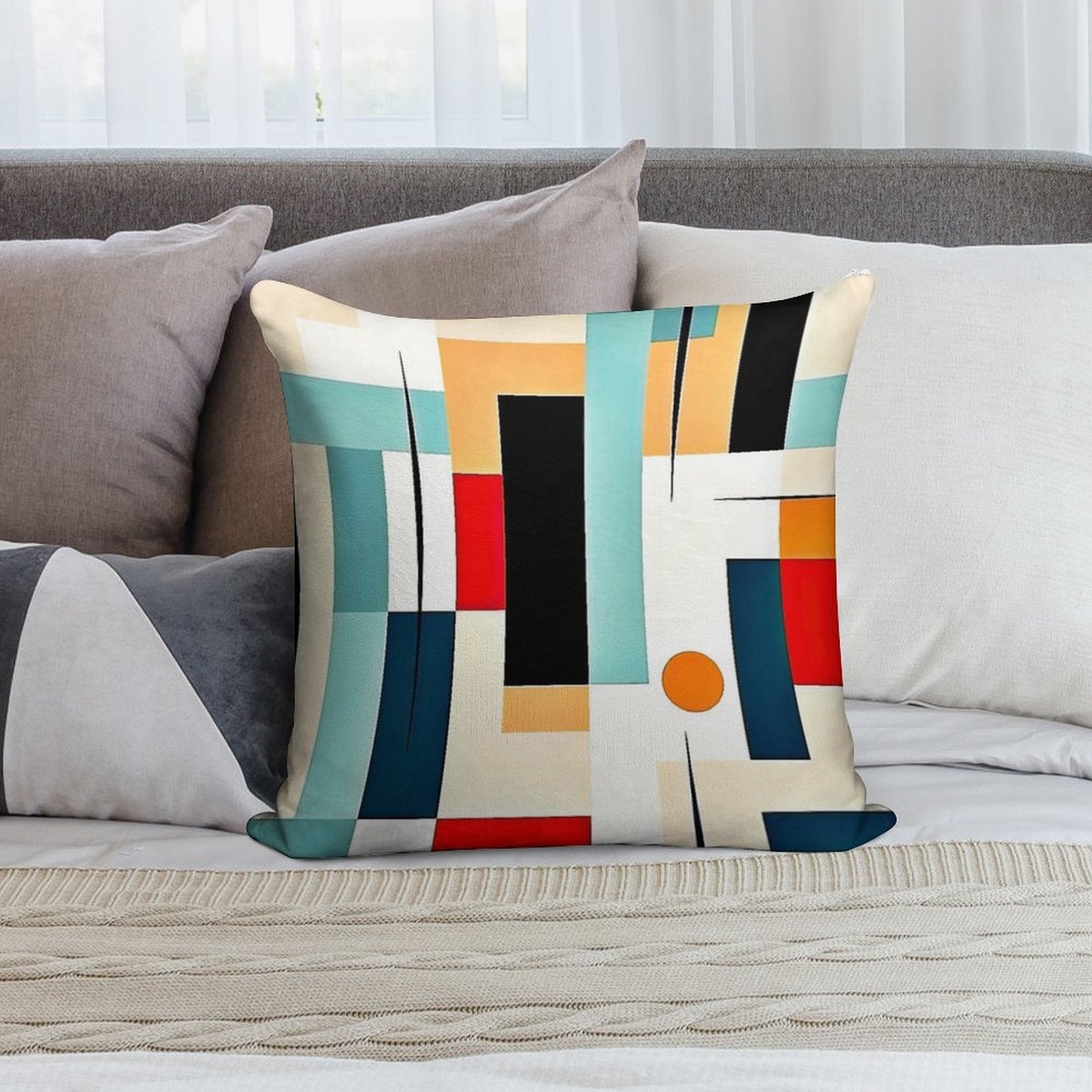 Mid-Century Modern Geometric Retro Abstract 1950's Classic Designs Soft Luxury Feel Throw Pillow