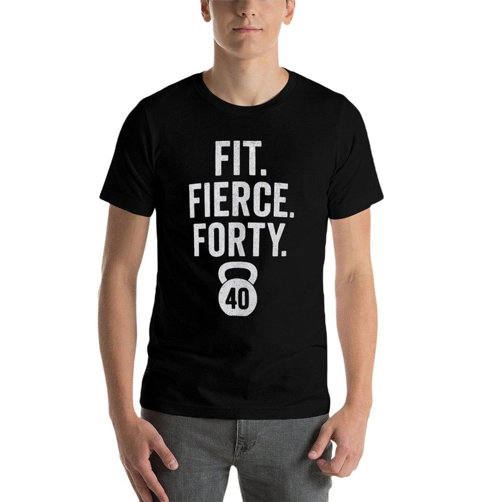 Fit Fierce Forty 40th Birthday Gym Gift for Men  Odor-resistant T-Shirt