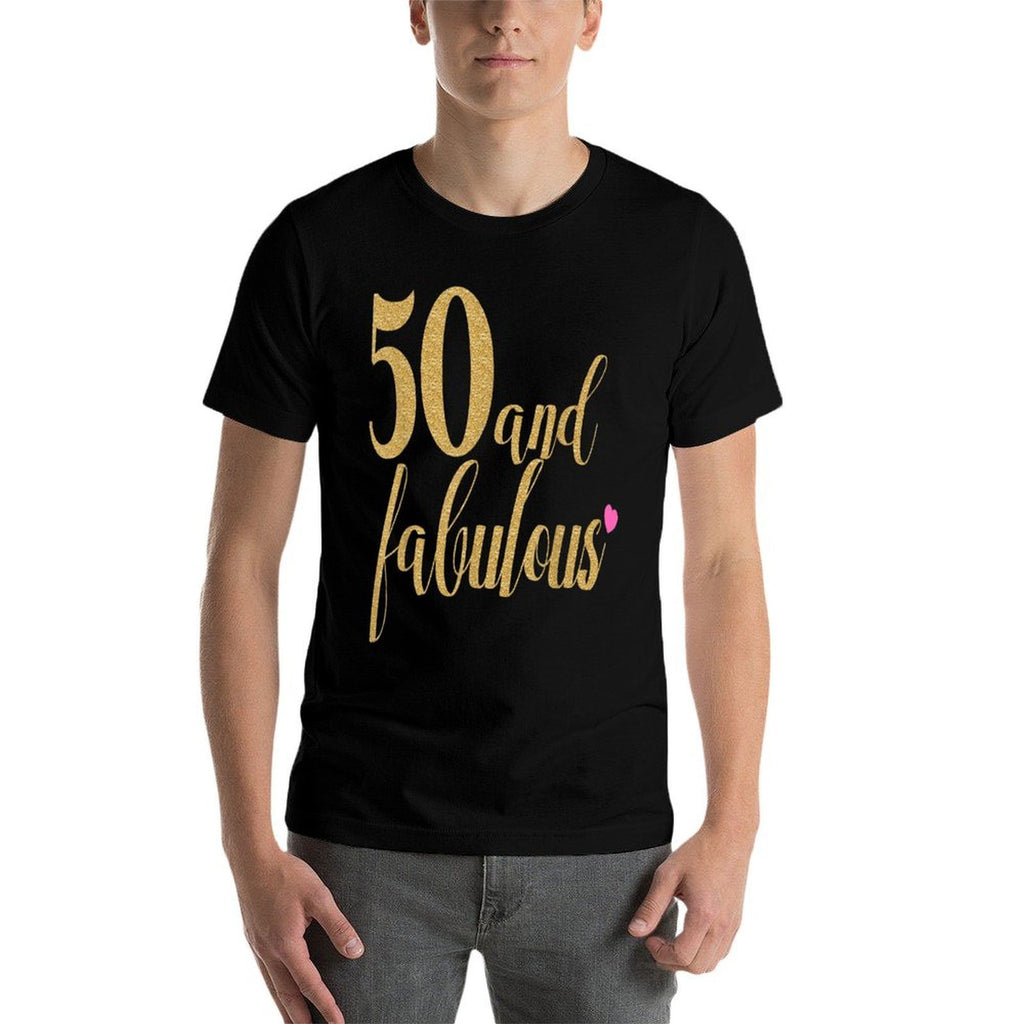 50th Birthday Women - 50 And Fabulous, Gold And Pink  Vintage-inspired T-Shirt