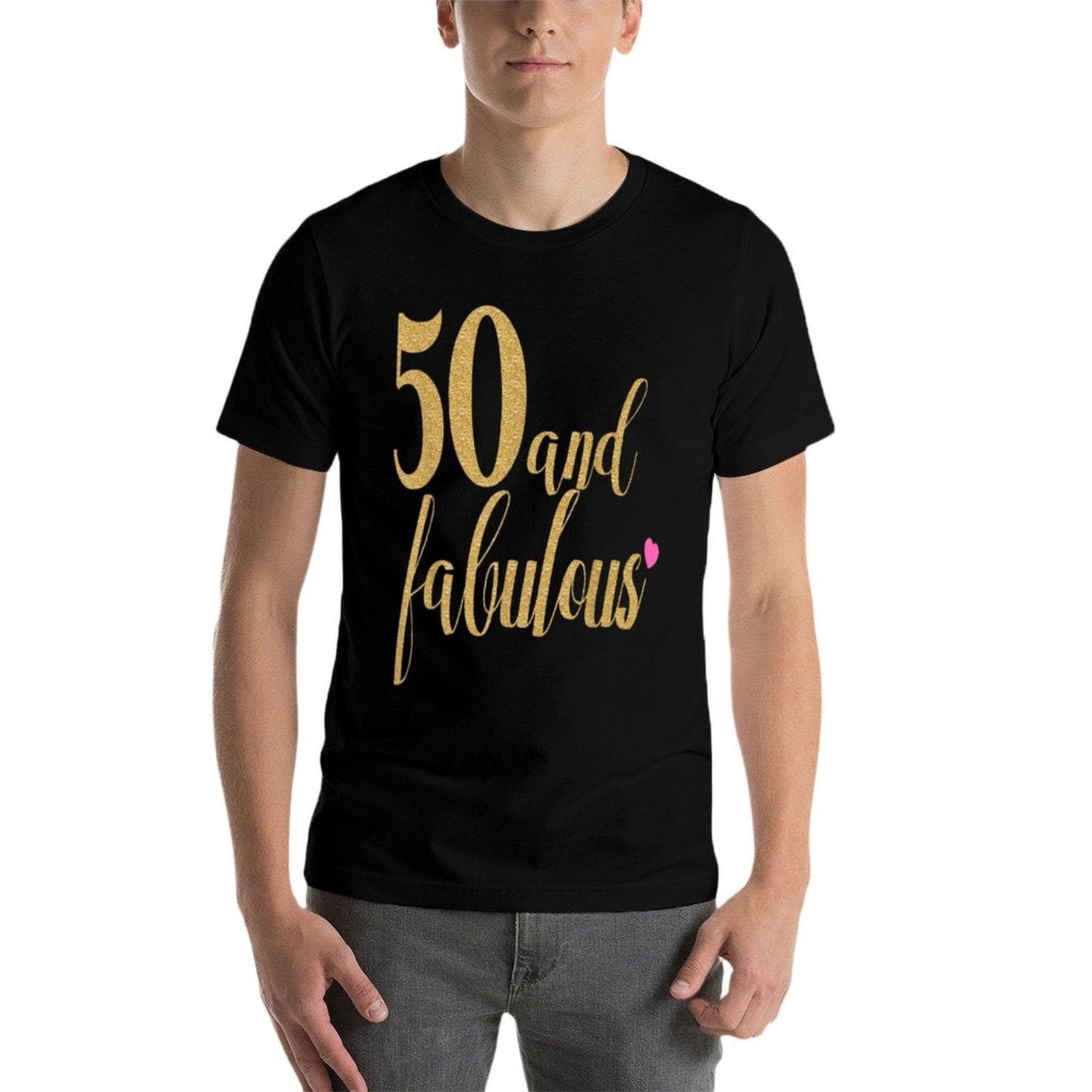 50th Birthday Women - 50 And Fabulous, Gold And Pink  Vintage-inspired T-Shirt