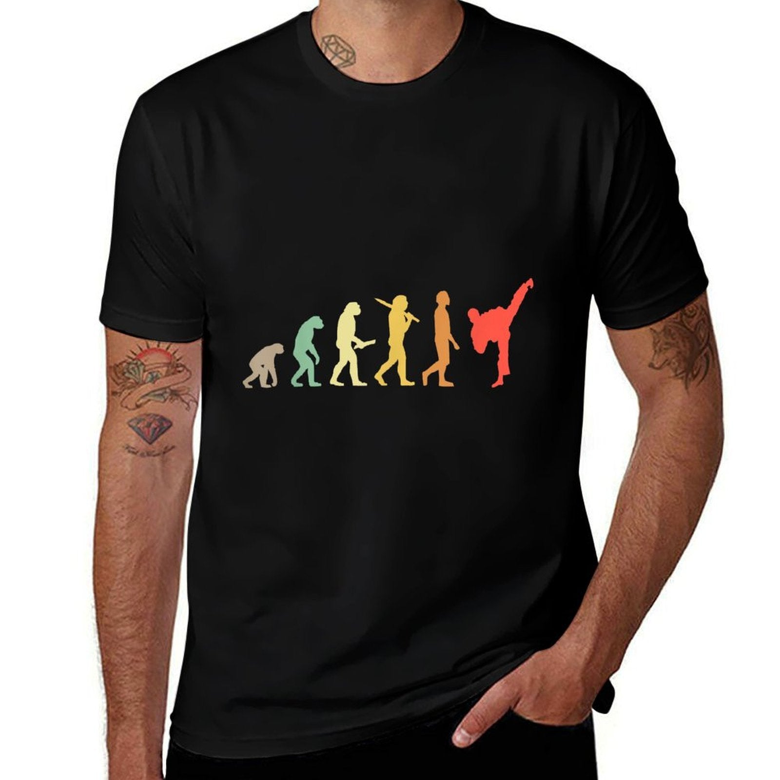 Retro Karate Evolution Gift For Karateka  Lightweight T-Shirt