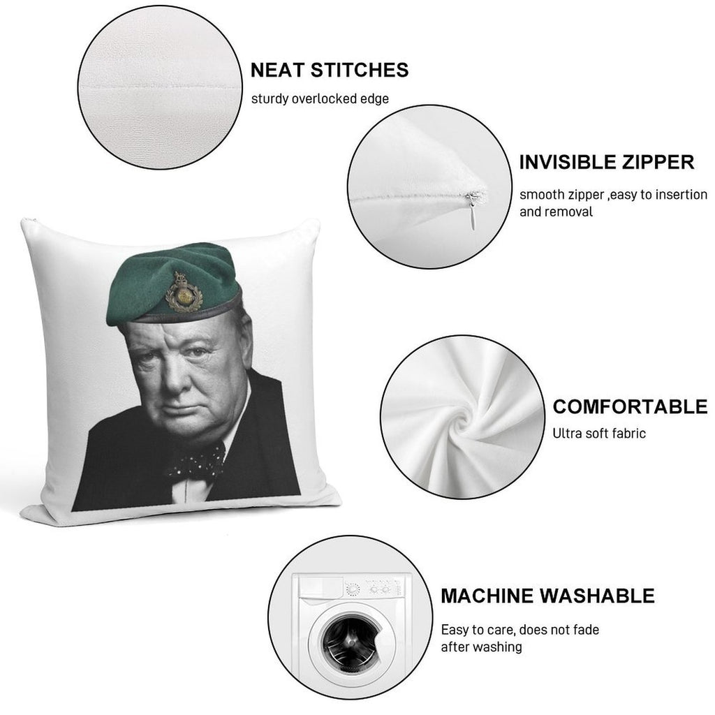 Winston Churchill WithGreen Lid Soft Washable Throw Pillow